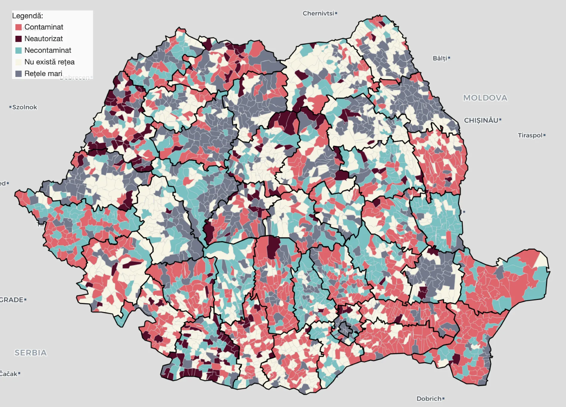 Harta apei contaminate din România